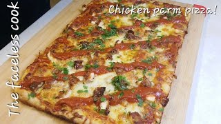 Chicken parm pizza right out of the oven is amazing!