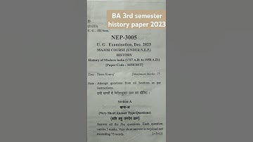 BA 3rd semester history paper of ccsu & for all university 2023
