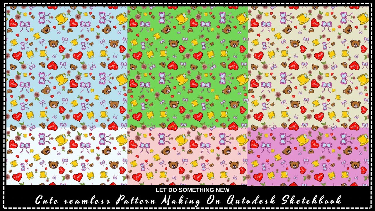 Cute Seamless Pattern in Autodesk Sketchbook \ Repeated Pattern Making on iPad without PROCREATE APP