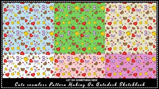 Cute Seamless Pattern in Autodesk Sketchbook \ Repeated Pattern Making on iPad without PROCREATE APP screenshot 5