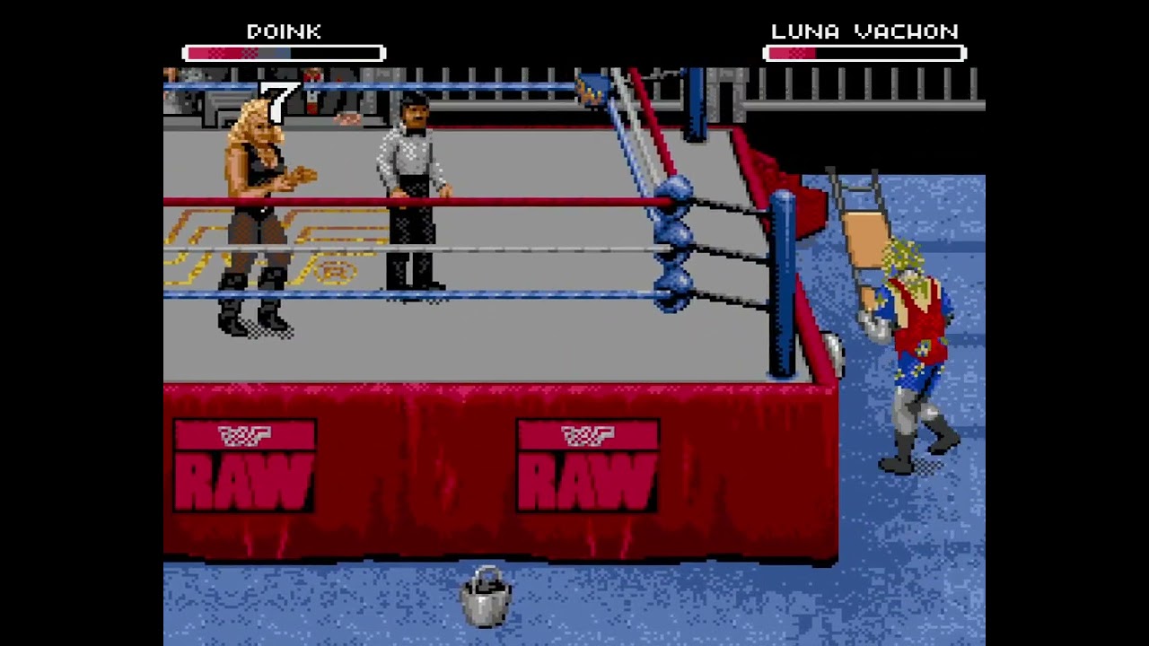 Doink the Clown vs Luna Vachon - WWF Raw (SEGA Mega Drive - Gameplay)