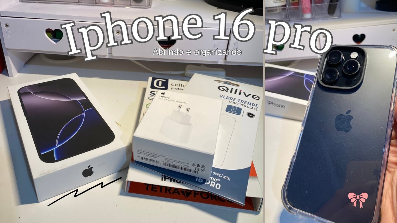 Meu iPhone 16 pro 📲🤍*abrindo e organizando*