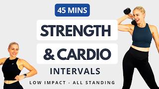 45 Min Strength & Cardio Interval Workout | Dumbbells | Low Impact