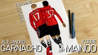 How to draw a soccer player / How to draw Alejandro Garnacho / How to draw Kobbie Mainoo