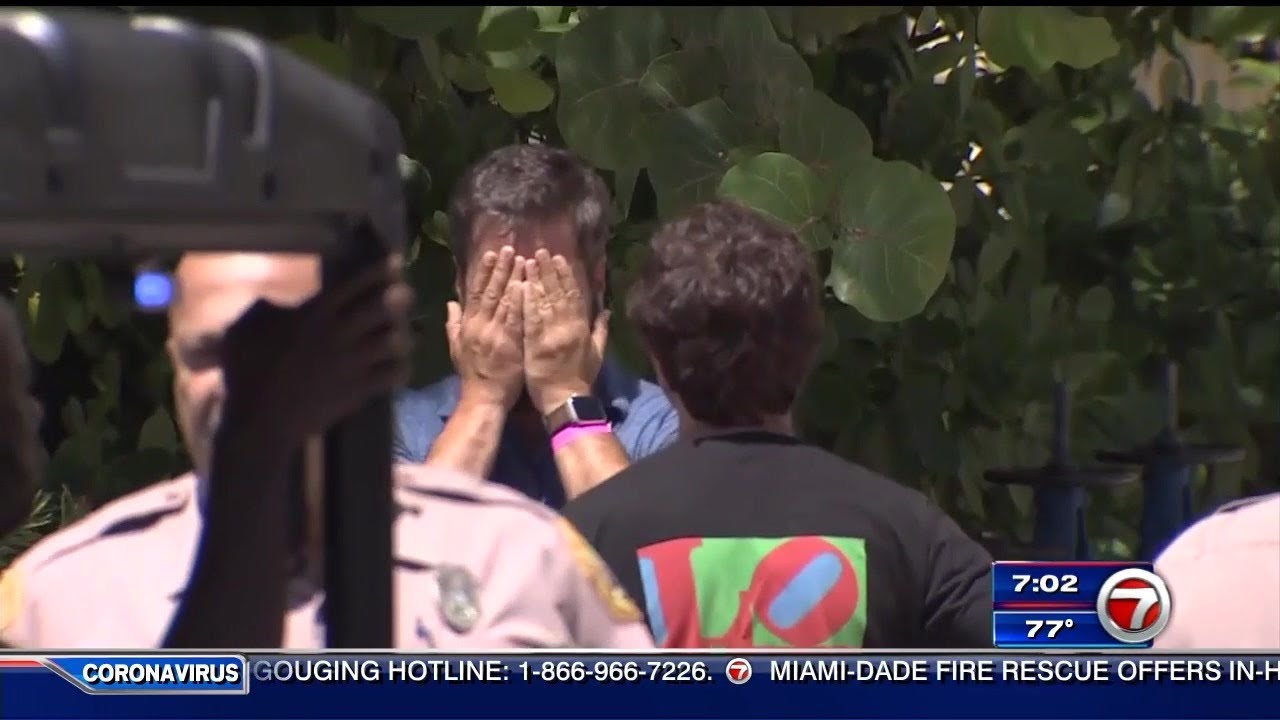 Families of the missing visit site of Surfside condo collapse - YouTube