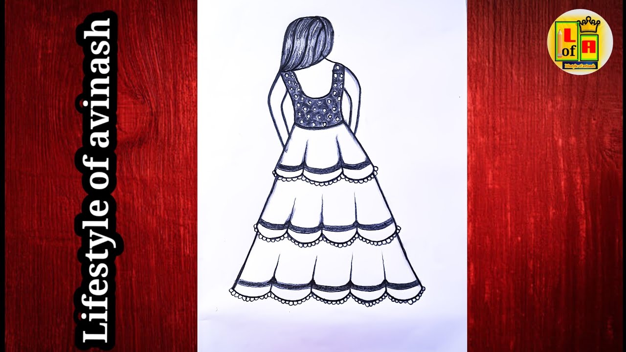 How To Draw Girl With Beautiful Dress💥|| Girl Backside Drawing || Girl Drawing || Chitra