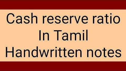 cash reserve ratio (CRR) in Tamil with a practice question #economy