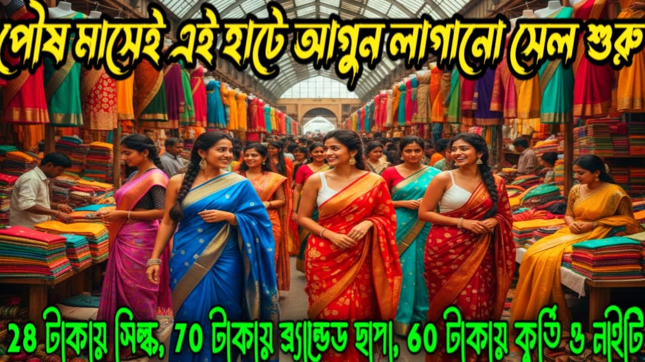 💥28 টাকায় সিল্ক , ছাপা শাড়ি 70 টাকায় চৈত্র সেলের আগুন লেগে গেলো/Santipur saree market/tjm1000