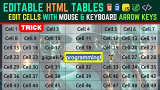 HTML Editable Table Tutorial: Edit Tables with Mouse and Keyboard Arrow Keys #HTML #CSS #JavaScript