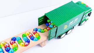Marble Run Race ☆ HABA Slope – Dump Truck, Ambulance, Garbage Truck & Vehicles
