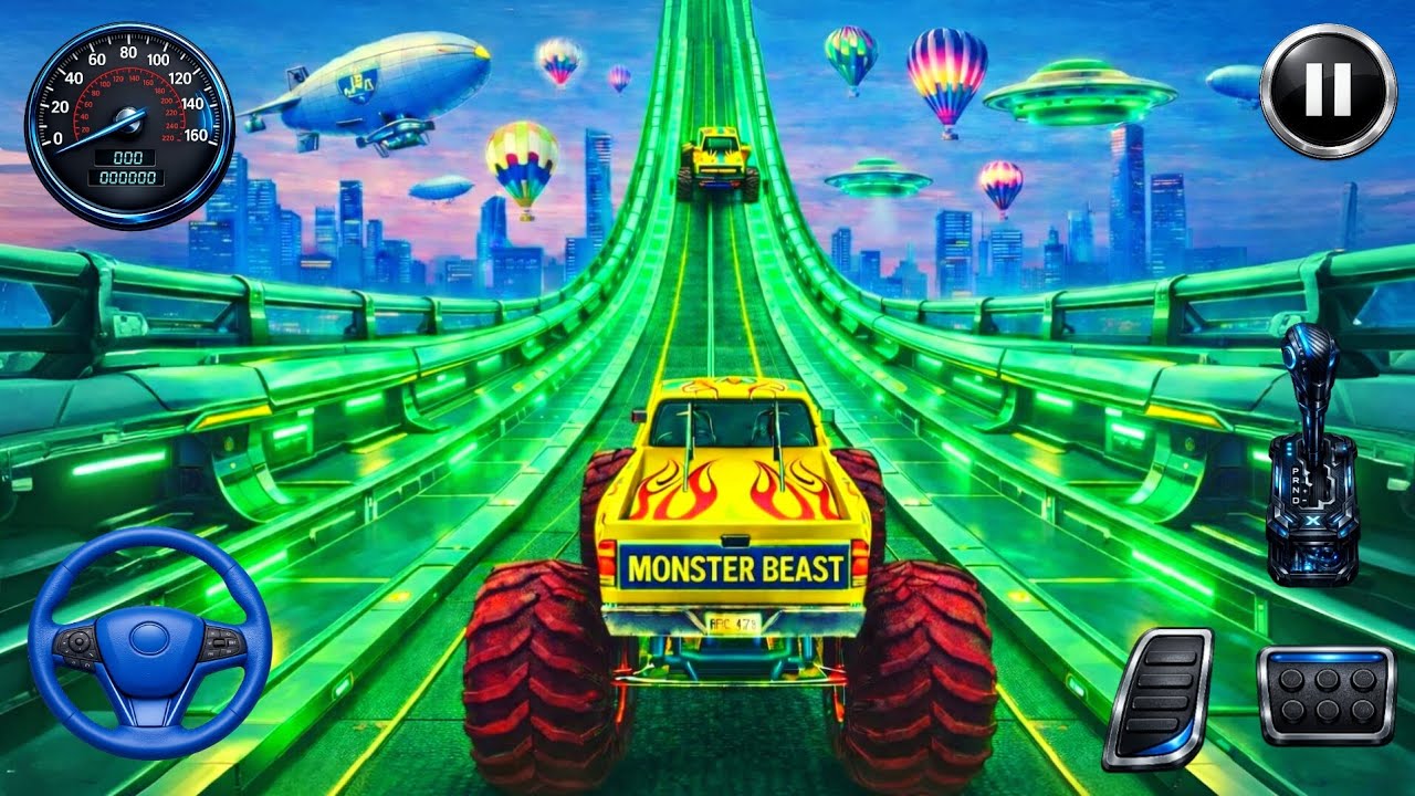 Monster Truck Mega Ramp Challange 🔥🔥🔥 Mega Ramp Stunts #megarampracing #cargame