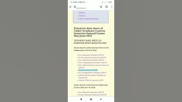 Tentative date sheet may/June 2022 du