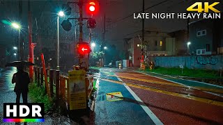 Walking Backstreets of Japan at Night  Heavy Rain • 4K HDR