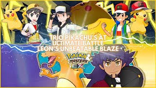 ⚡TRIO PIKACHU'S⚡ at 🔥 Ultimate Battle Stage Leon's Unbeatable Blaze 🔥 - Pokémon Masters EX