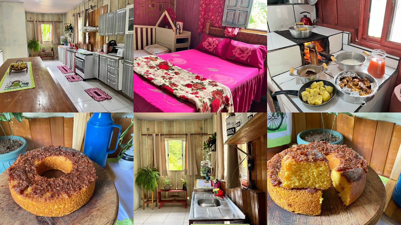 Minha rotina morando aqui  na roça/ Preparei almoço/Cuidando do lar / bolo de flocão com goiabada
