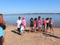 Momento do batismo no balneário das mangueiras