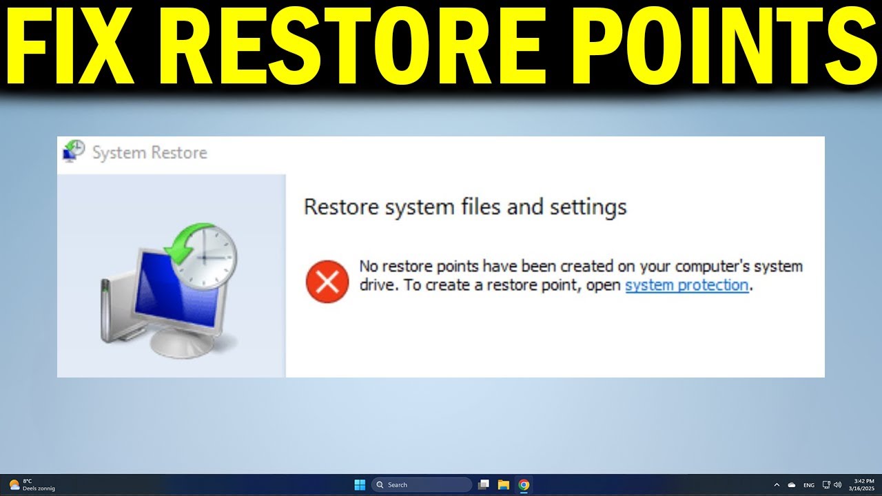 How To Fix No Restore Points have been Created on your Computer s System Drive To Create a Rest