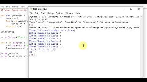 Python function to sum all the numbers in a list.