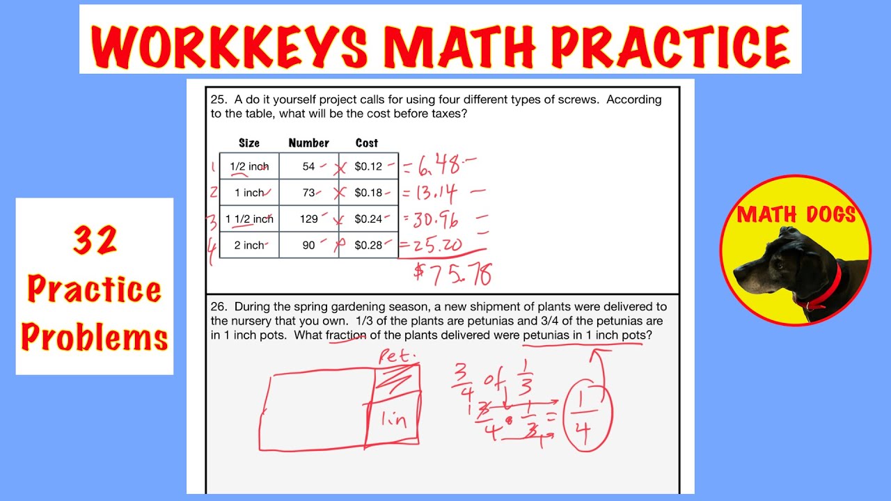 ACT WORKKEYS MATH PRACTICE TEST 32 Worked Out Problems YouTube