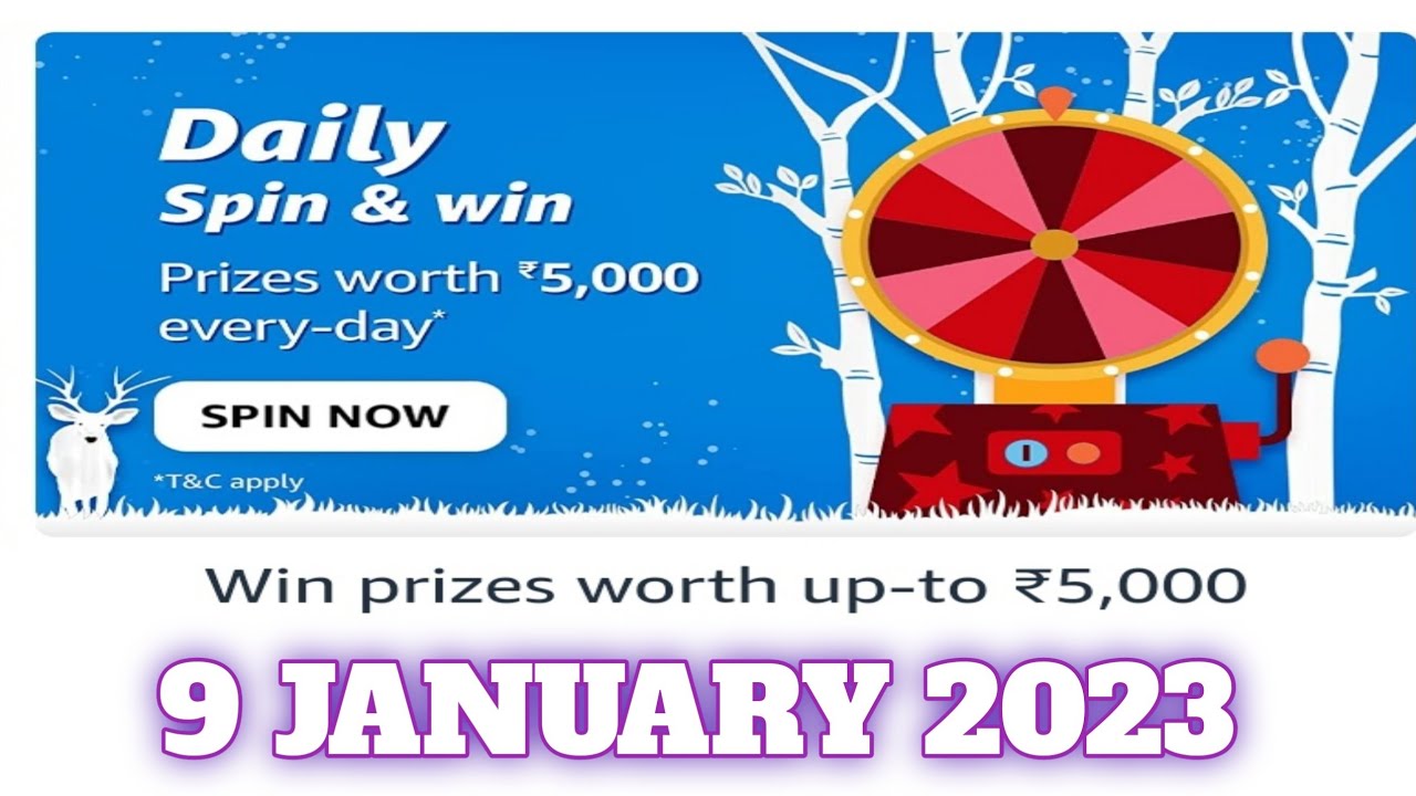 Amazon Daily Spin and Win Quiz Answers Today|9 January 2023 | Daily Quiz Time