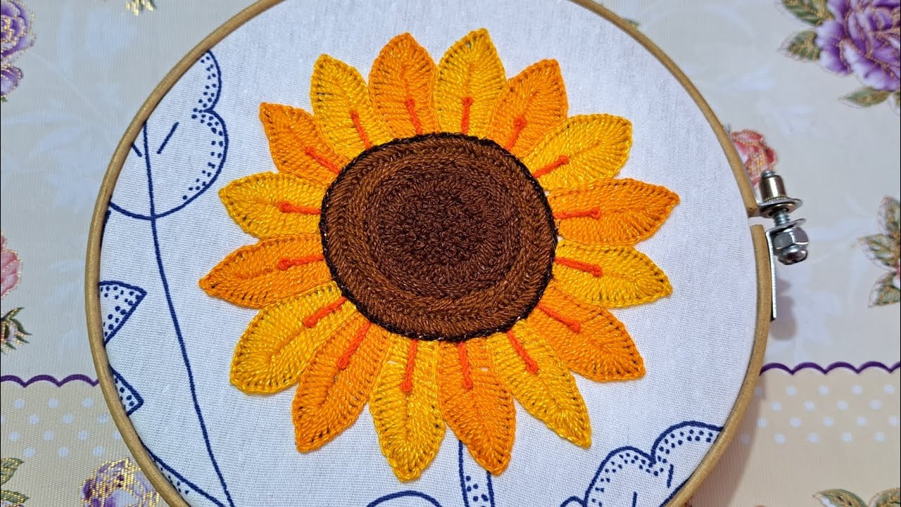 Bordado para 🌻GIRASOL🌻 PUNTADAS FÁCILES 🪡
