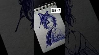 Drawing SHINOBU until my pen runs out! 🦋 Day 7 #shorts