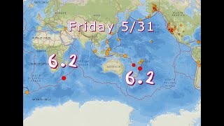 6.2 Earthquake Kermadec Trench, 6.2 EQ Southwest Indian Ridge. Busy Friday! 5/31/2024