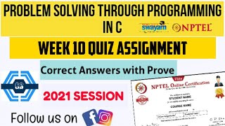 Problem Solving Through Programming In C | Week 10 Answers 2021 | NPTEL ||