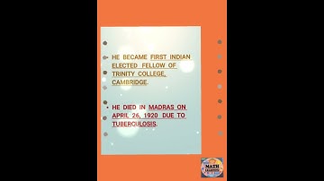 GREAT INDIAN MATHEMATICIAN SRINIVASA RAMANUJAN