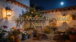 Spain 🇪🇸 Cozy Andalusian Courtyard at Night | Relaxing Spanish Guitar & Mediterranean Ambience