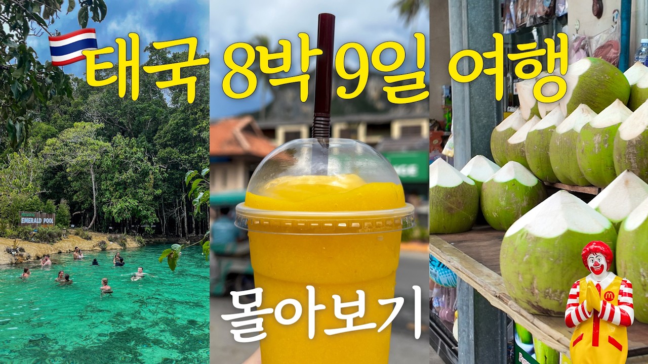태국 여행 vlog 몰아보기 🇹🇭 8박 9일 경비 공개💲 도시 방콕에서 에메랄드 끄라비까지 혼자 여행