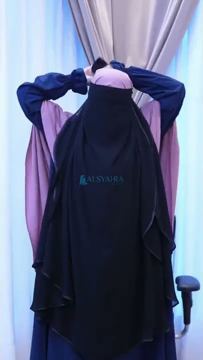 TUTORIAL Niqab Yaman 2 Layer Bisban Chiffon Silk Jetblack by Alsyahra Exclusive. Selamat mencoba