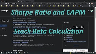 3. Sharpe Ratio and CAPM Calculation - Python and Finance