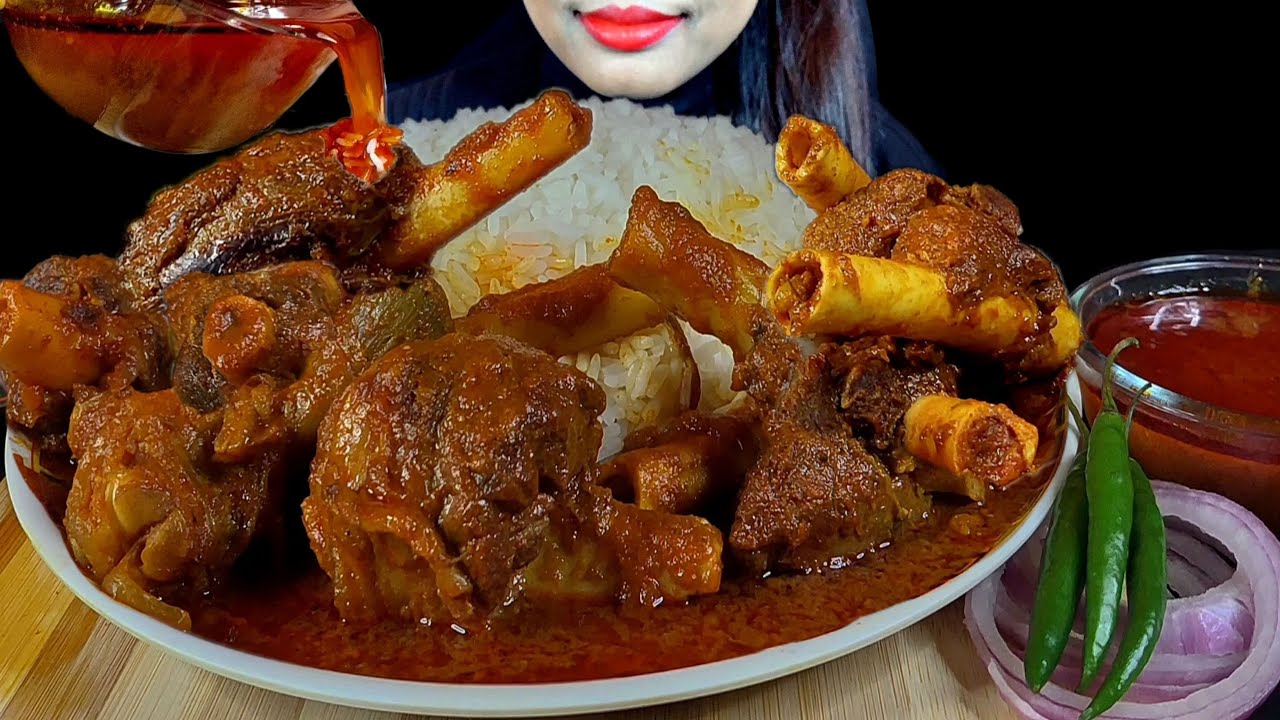 Asmr Eating Spicy Mutton Curry Eating Show Mutton Nallli Curry Eating