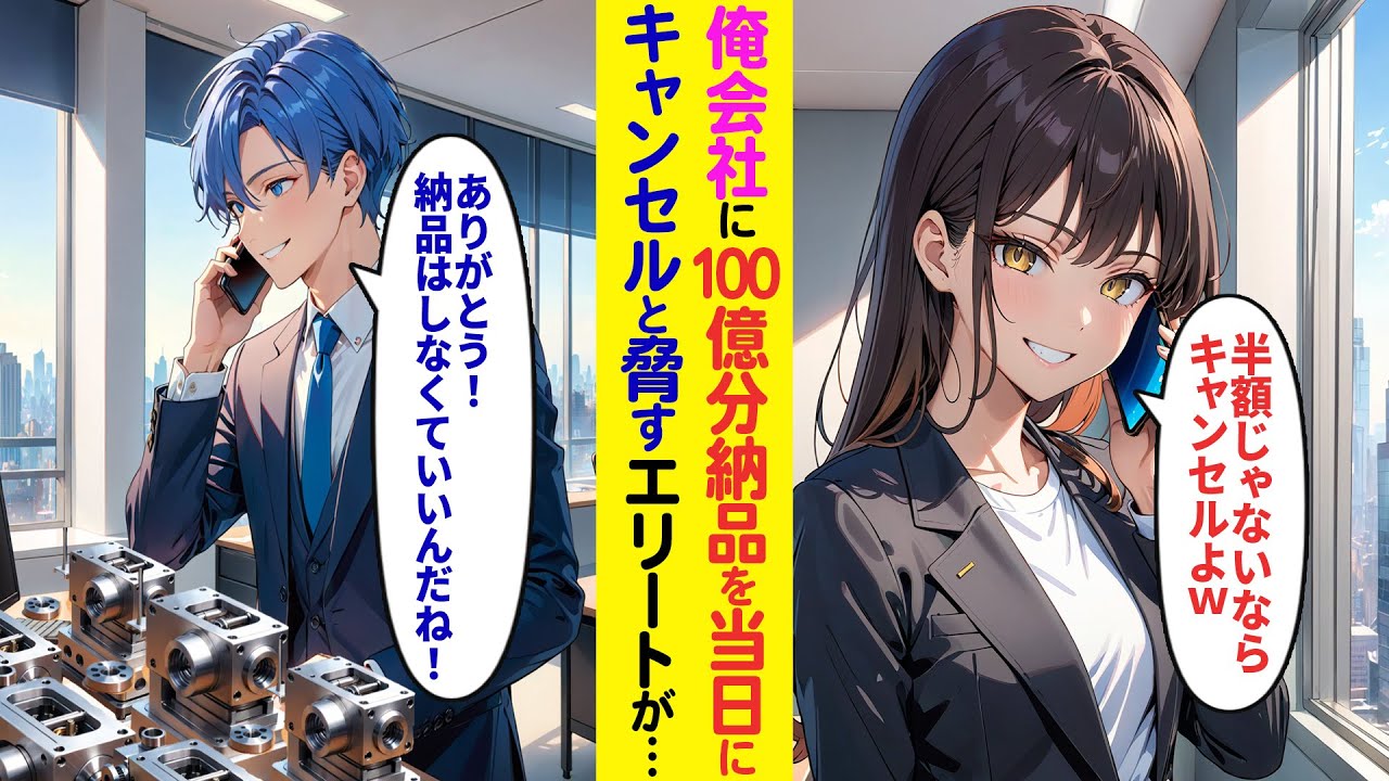 【漫画】同級生が俺の会社に「半額にしないと全キャンセルw」と100億円分の特殊部品を納品当日にキャンセルと脅すが「わかった！納品やめるね」その後…【ラブコメ】