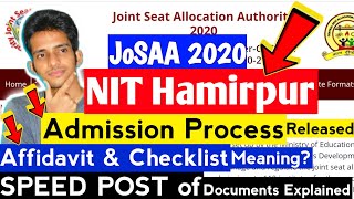 JoSAA 2020 NIT HAMIRPUR Admission Process EXPLAINED🔴Documents Required & Affidavit & Checklist screenshot 1