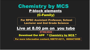 Lec-2, Carbon family, P-Block Elements  For RPSC School Lecturer, Assistant Professor   By M k Sir