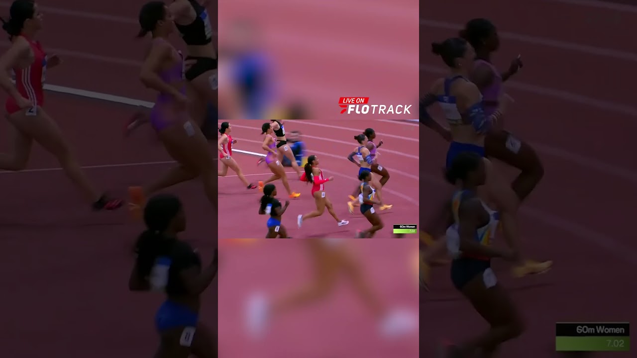 Zaynab Dosso holds off Amy Hunt in the 60m clocking 7.02 🔥