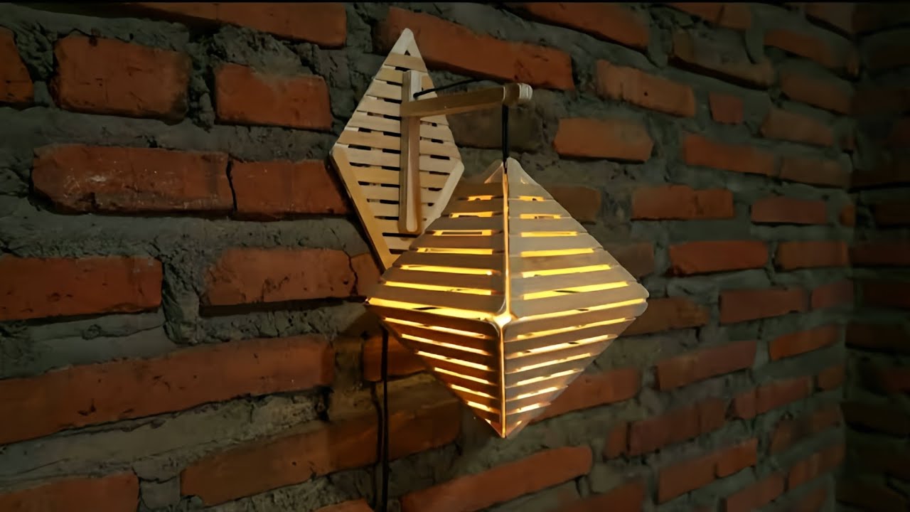 Homemade Wall Lamp DIY Ice Cream Stick Wall Lamp Light YouTube