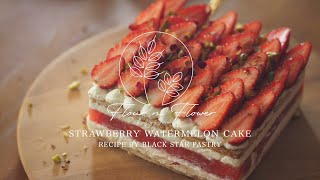 Strawberry Watermelon Cake | 딸기 수박 케이크 | 悉尼人氣 士多啤利 草莓西瓜蛋糕｜いちごスイカケーキ | ASMR video by :Flour n Flower:
