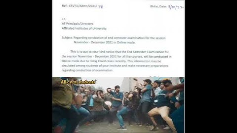 CSVTU online exam November December 2022