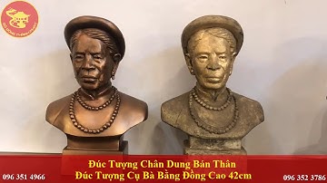 Đúc Tượng Chân Dung Bán Thân Cụ Bà Bằng Đồng Cao 42cm, Đúc Tượng Chỉ Cần Ảnh Gốc Khách Gửi