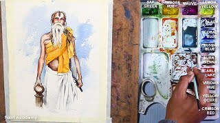 Watercolor Figure Painting : A Composition on Monk | Episode - 2