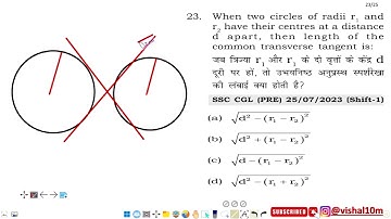 When two circles of radii r_{1} and r have their centres at a distance 2 d apart, then length of the