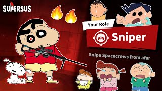 Shinchan became sniper in super sus  | shinchan and his friends playing among us 3d  | funny