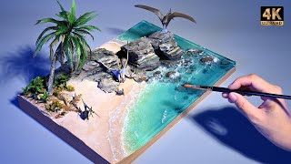 I made the Prehistoric Planet Nyctosaurus Palm Beach Diorama | Epoxy Resin Ocean