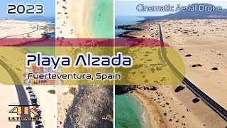 Playa Alzada - Fuerteventura - Paradise Sand Dunes Beach - Canarias - 4K - Aerial Drone 2023