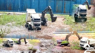 รถบังคับเล่นยังไงถึงจะมัน!!!(เล่นกลางสายฝนเลยครับ)🤣🤣Rc Excavator 1593 Truck EE 4×4