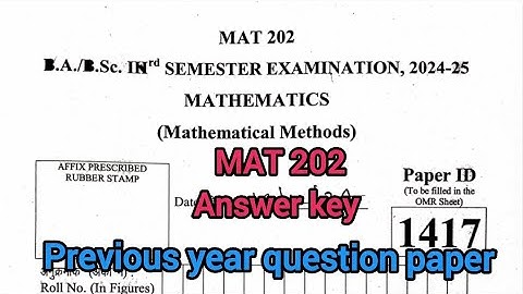 DDU university Mathematical methods bsc 3rd sem Maths Previous year question paper MAT202 Answer key