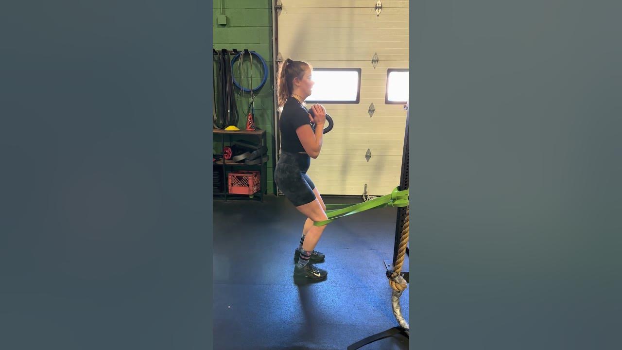 Goblet Mini Squat with Band Terminal Knee Extension (TKE) Physical